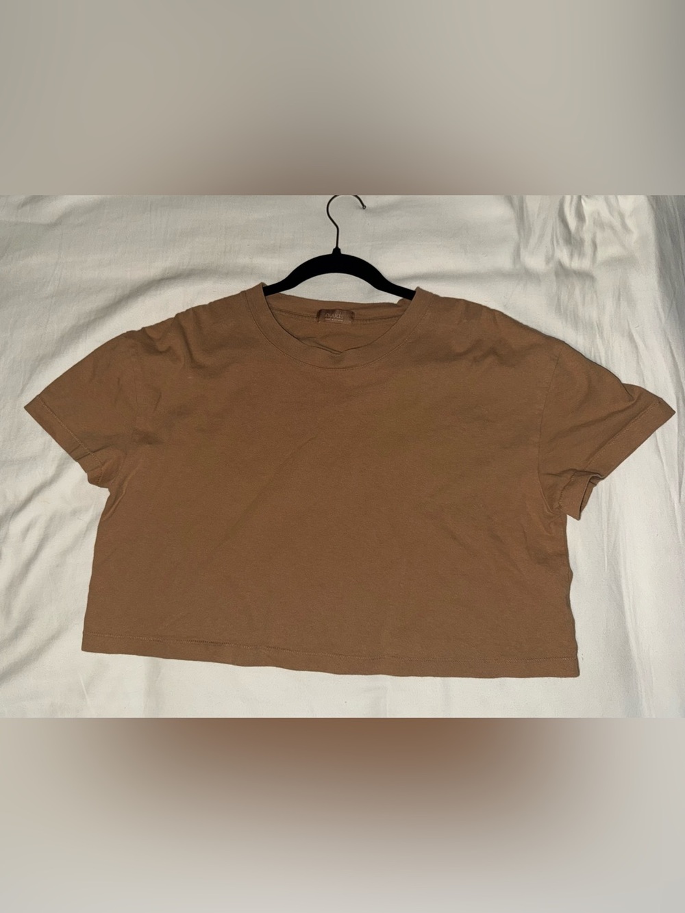 nuuds Short Boxy Crop Tee in Warm Brown